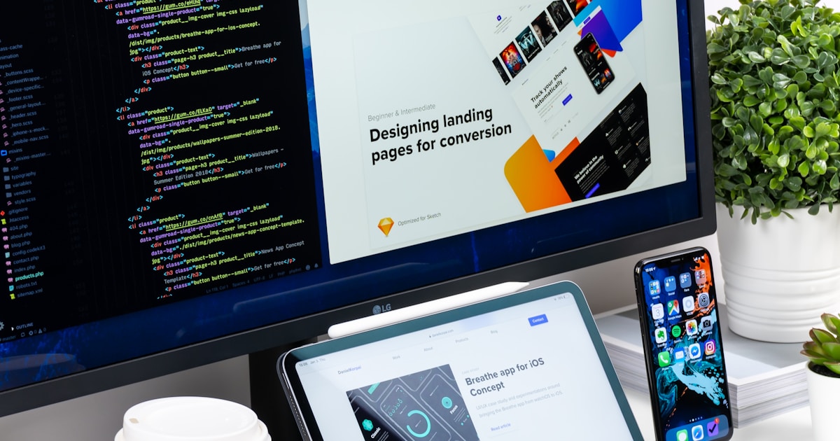 Web designer reviewing ecommerce store mockups on a laptop screen