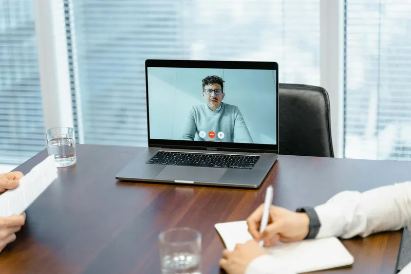 Filipino professional on a video call interview with a potential employer