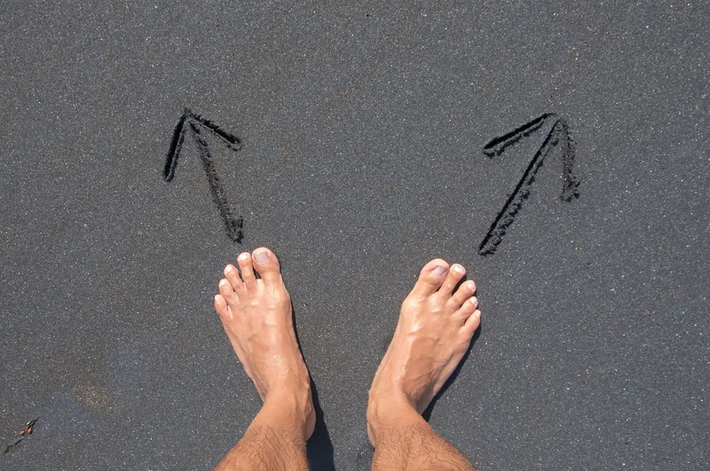 A path splitting in two directions, representing the choice between agency and freelance VA work